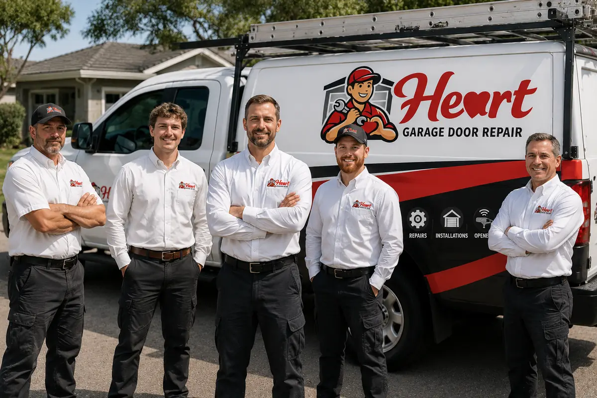 Heart Garage Door Repair team in front of service van